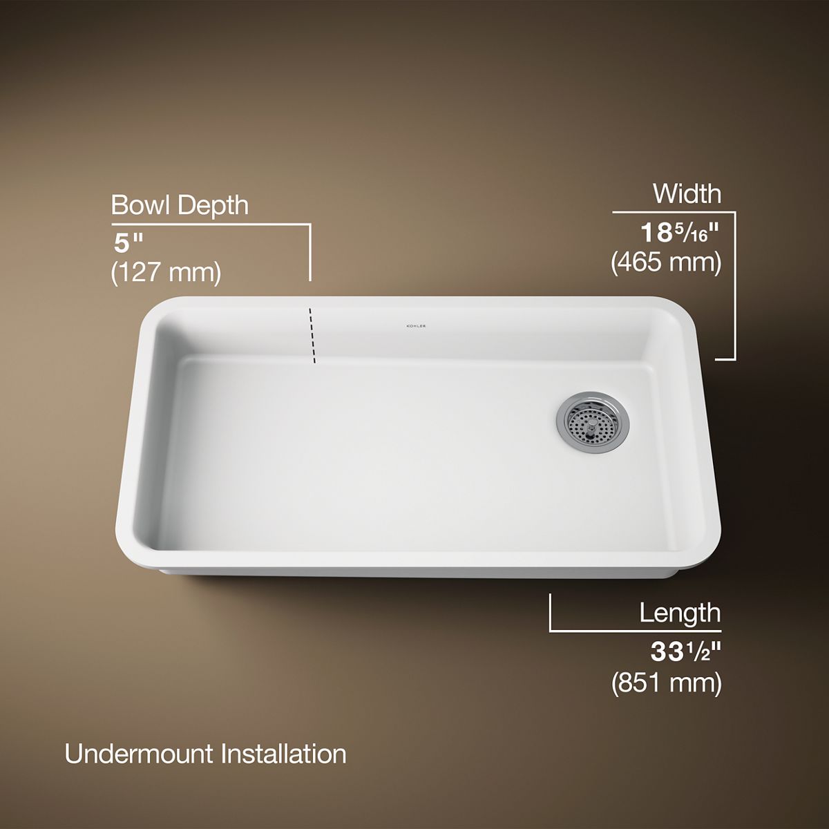 3/4 view of product with dimensions