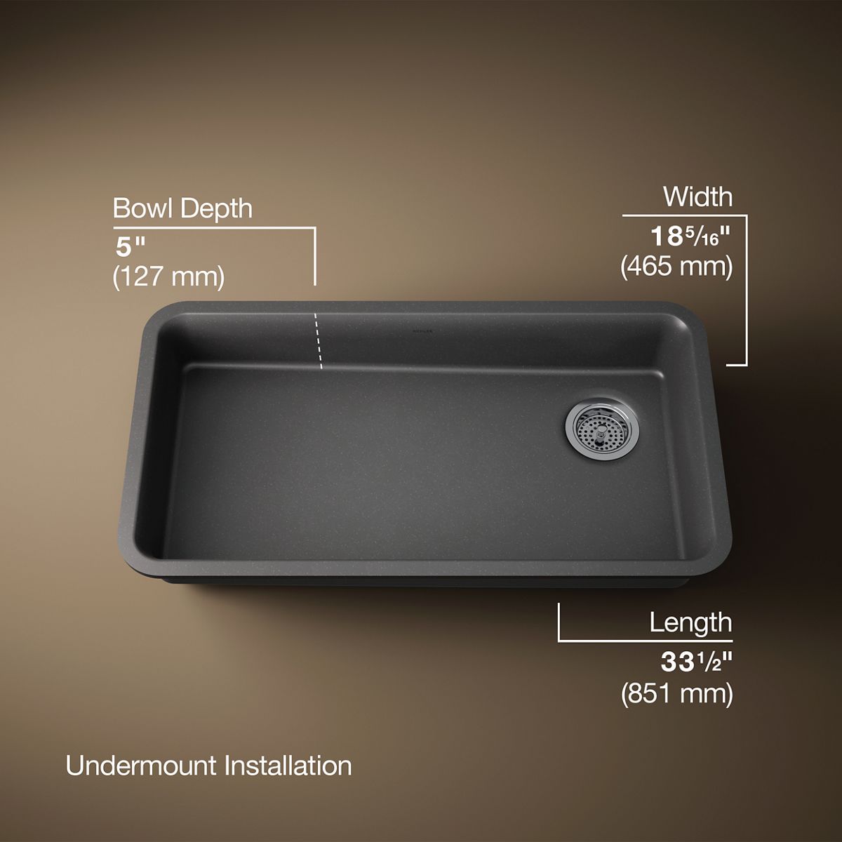3/4 view of product with dimensions