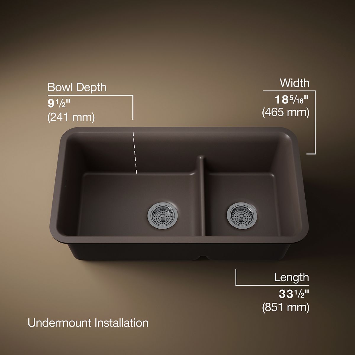 Cairn Undermount Large/Medium Kitchen Sink | K-27786 | KOHLER