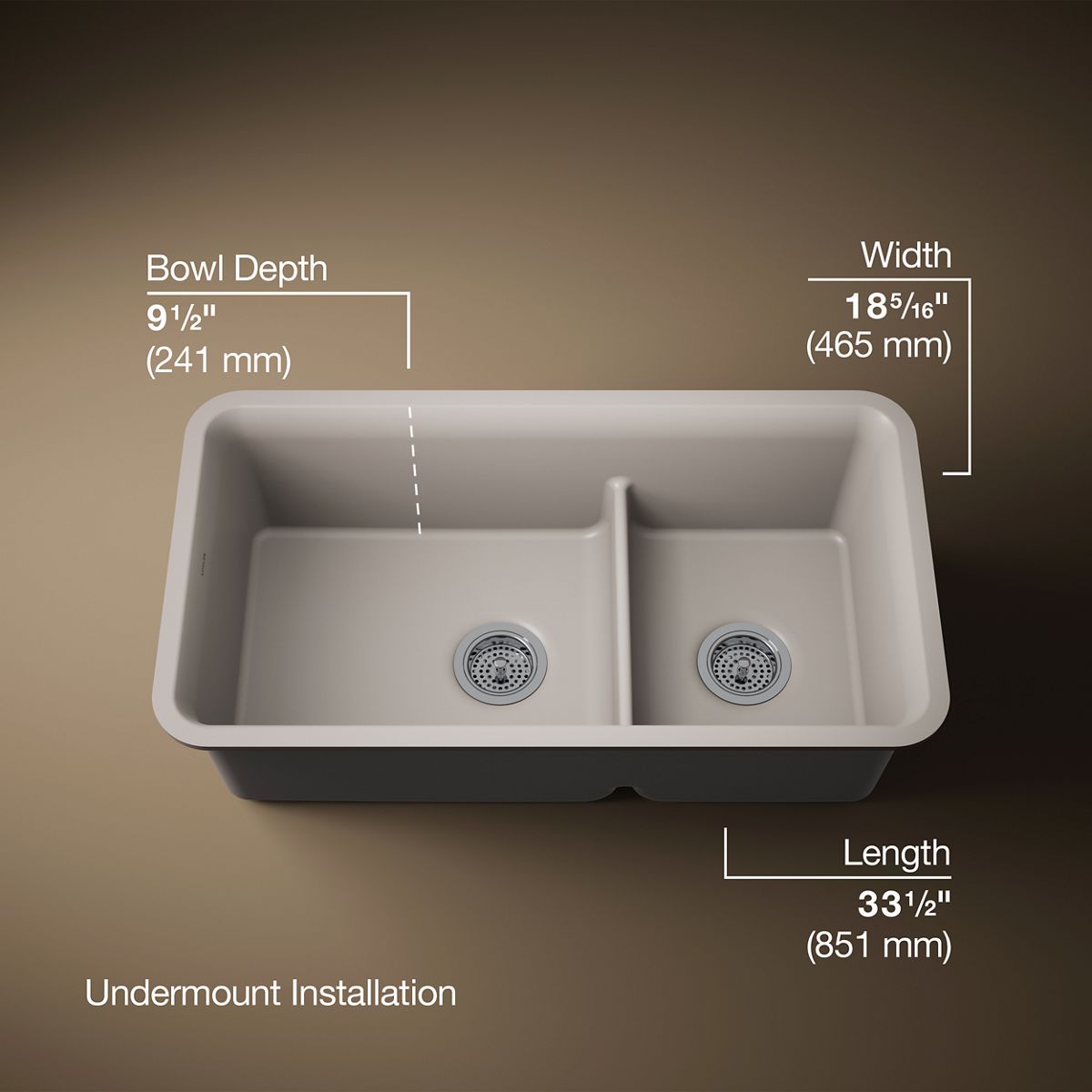 3/4 view of product with dimensions