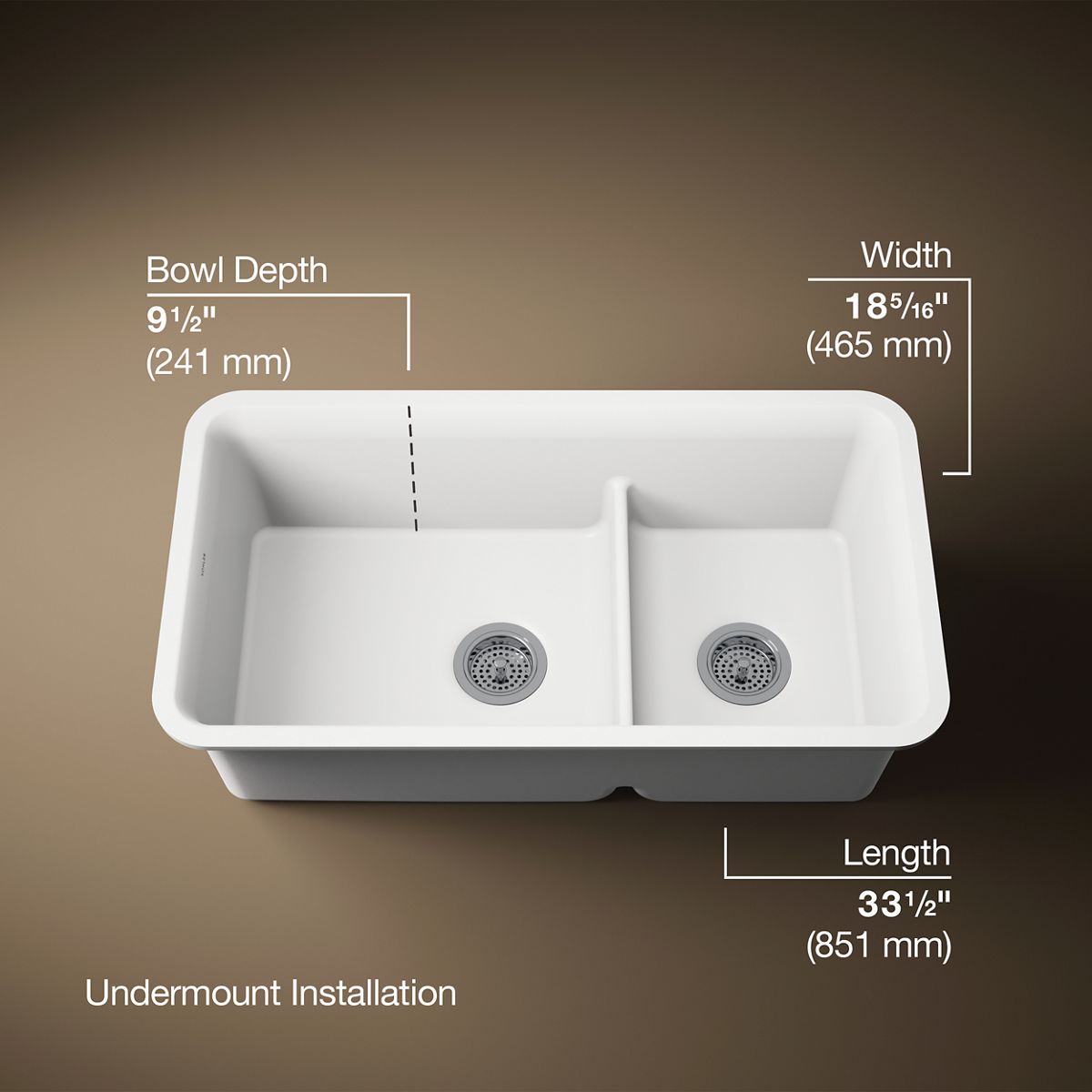 3/4 view of product with dimensions