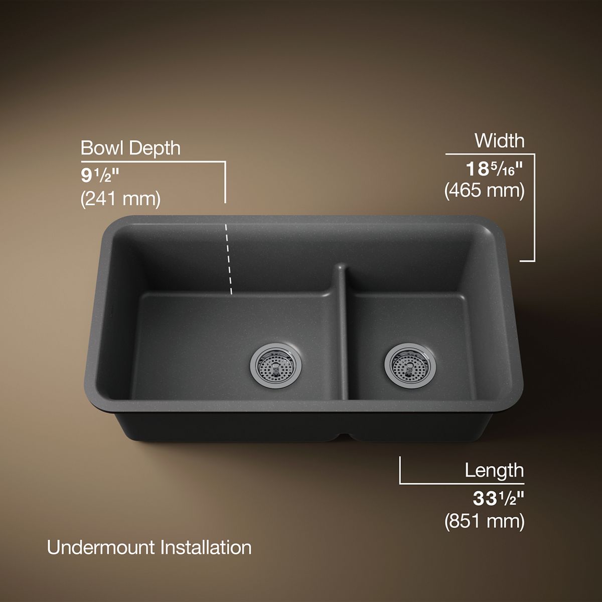 3/4 view of product with dimensions