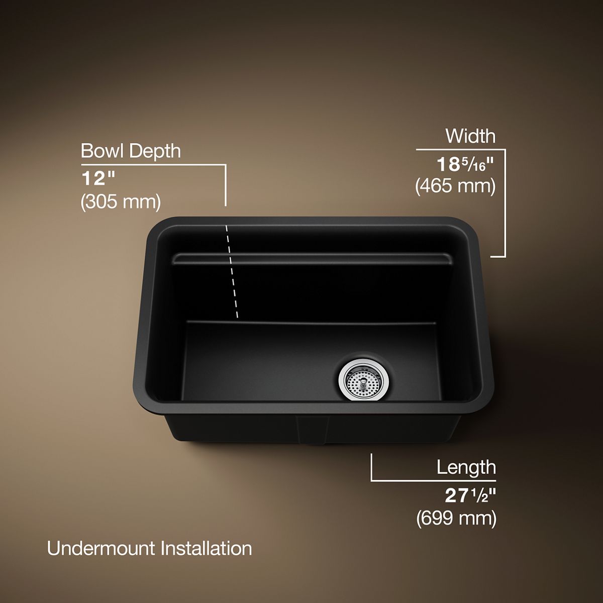 3/4 view of product with dimensions