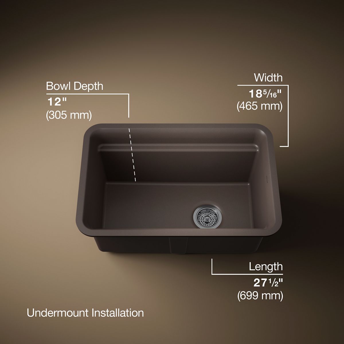 3/4 view of product with dimensions