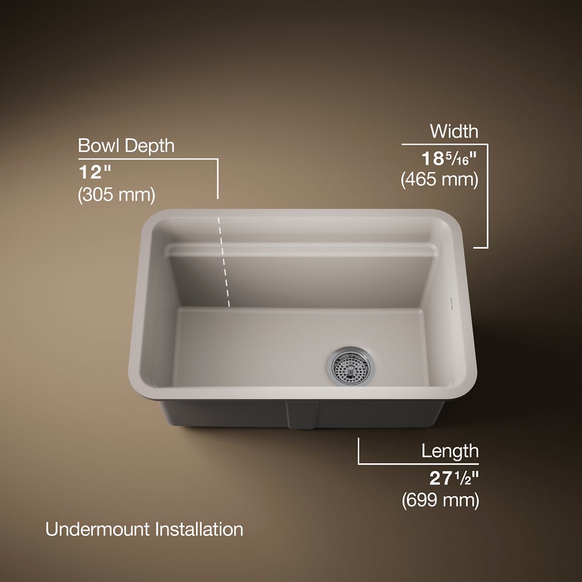 3/4 view of product with dimensions