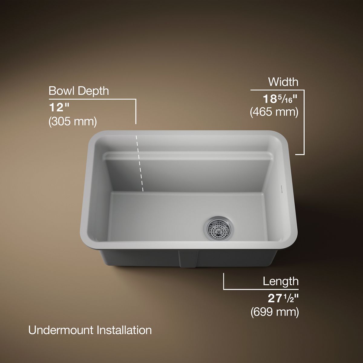3/4 view of product with dimensions