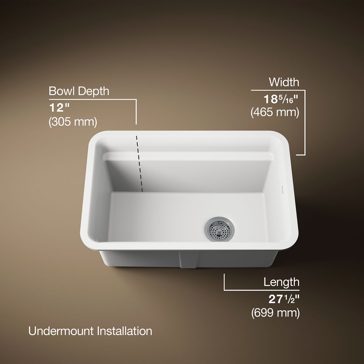 3/4 view of product with dimensions