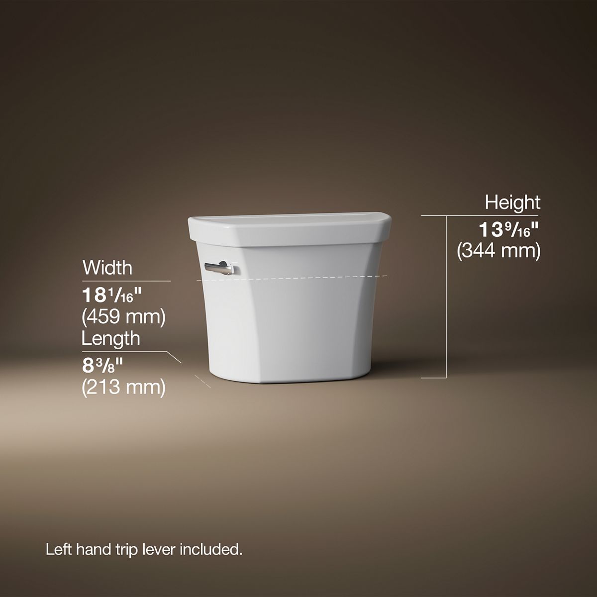 3/4 view of product with dimensions