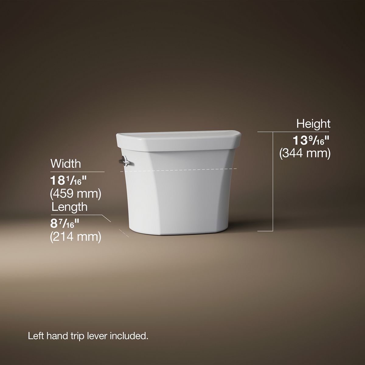 3/4 view of product with dimensions