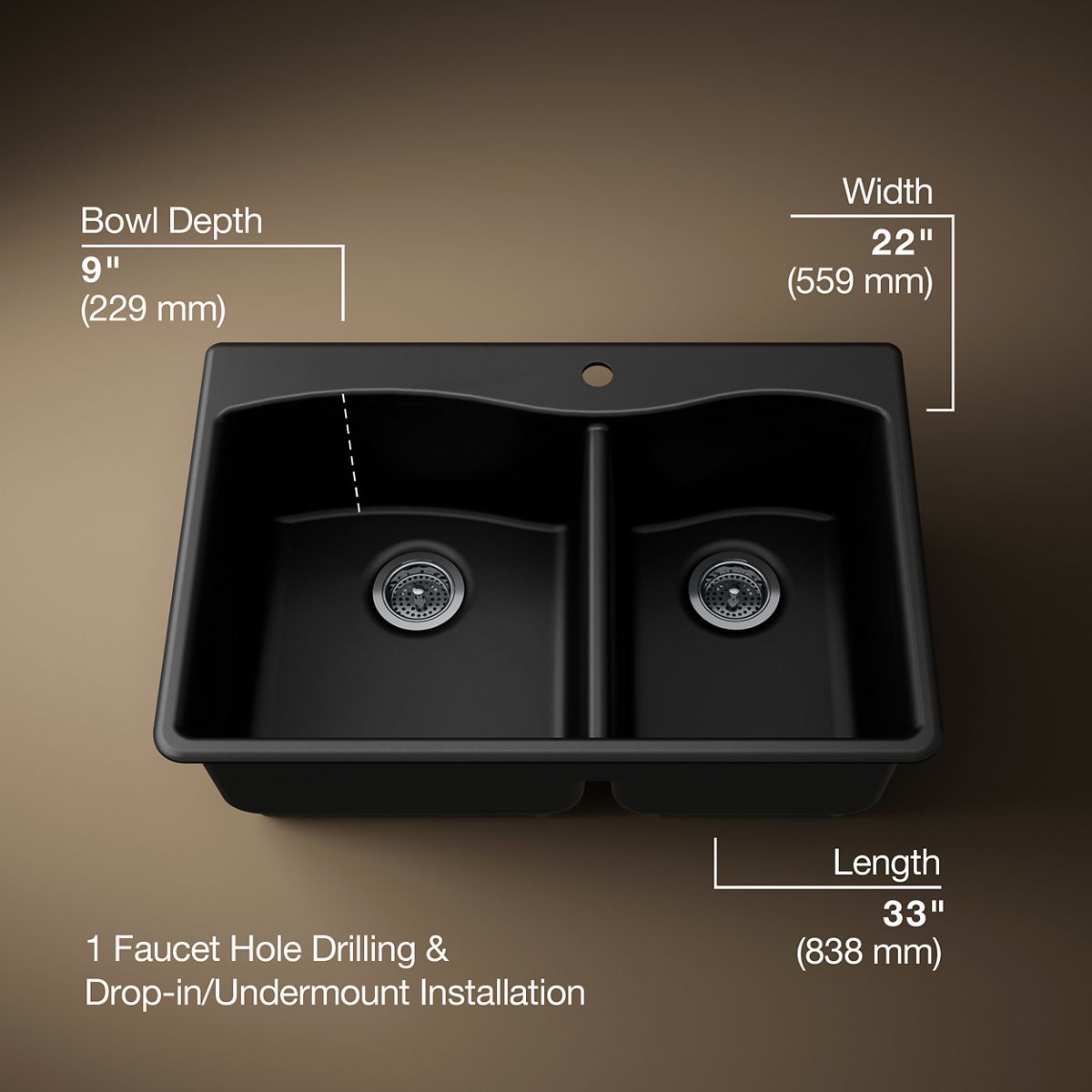 3/4 view of product with dimensions