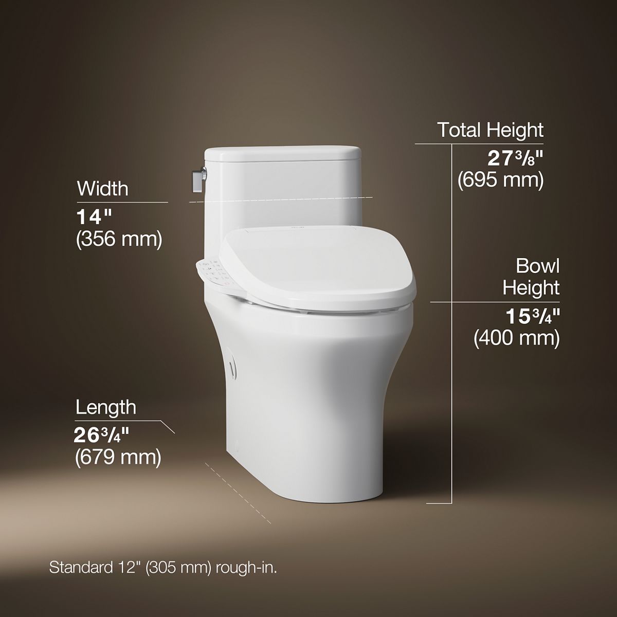 3/4 view of product with dimensions