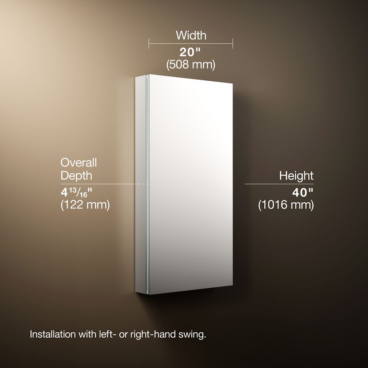 3/4 view of product with dimensions