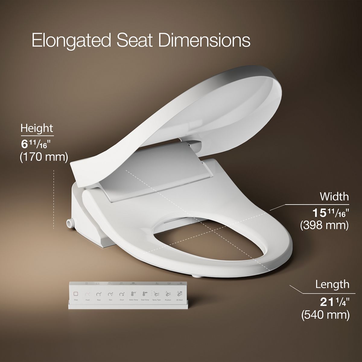 3/4 view of product with dimensions