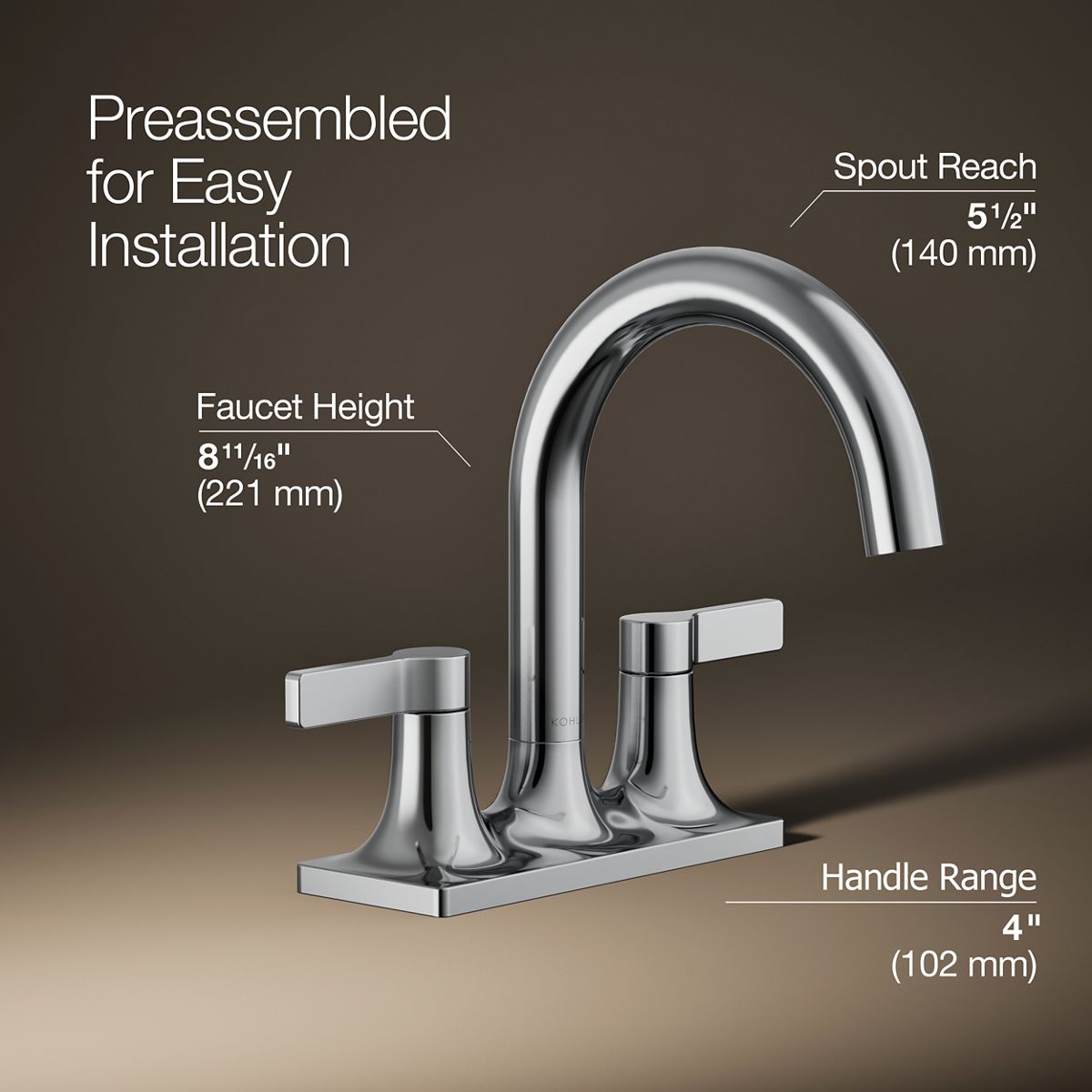 3/4 view of product with dimensions