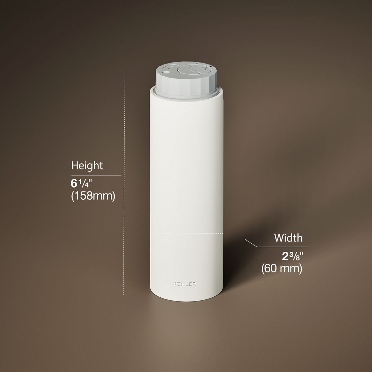 3/4 view of product with dimensions