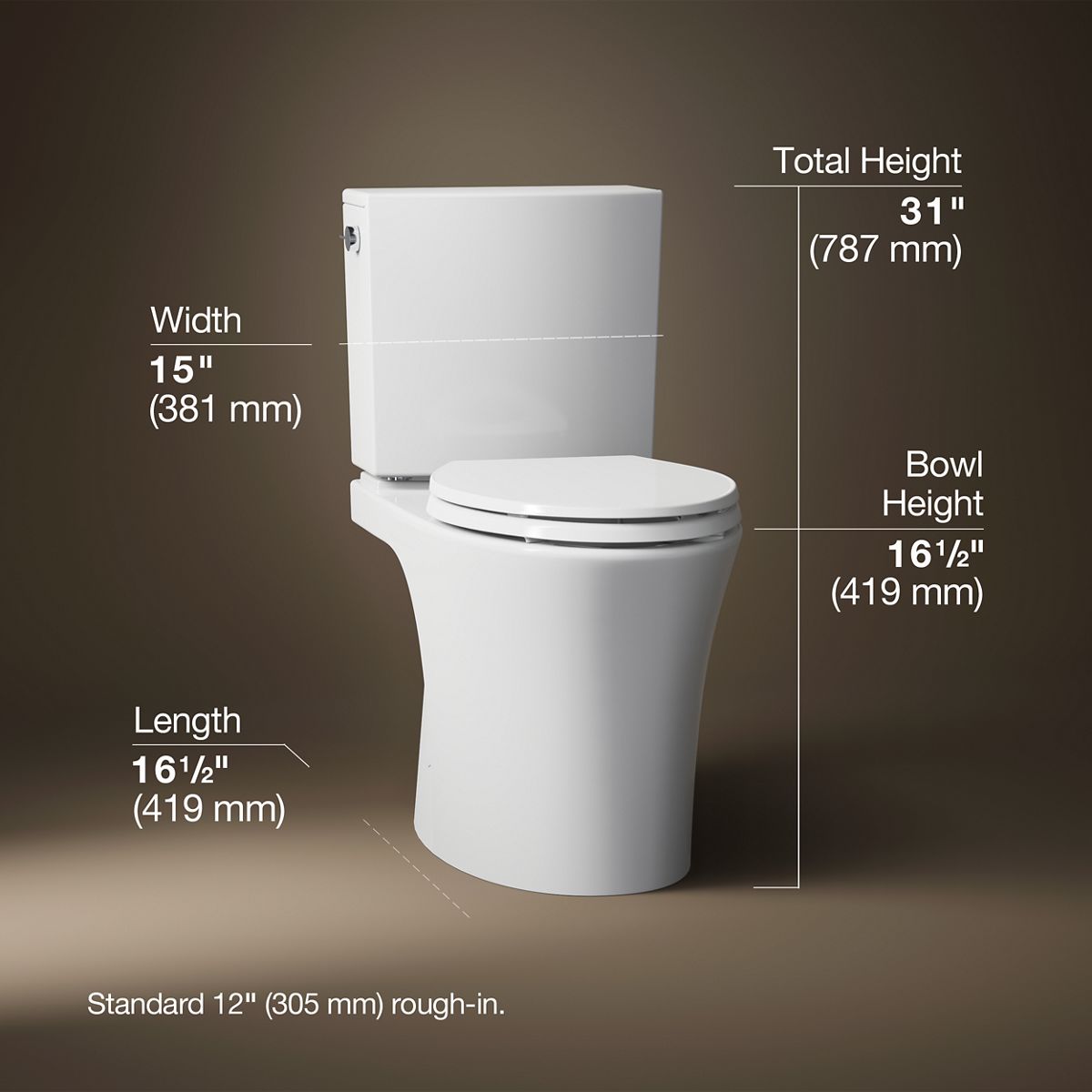 3/4 view of product with dimensions