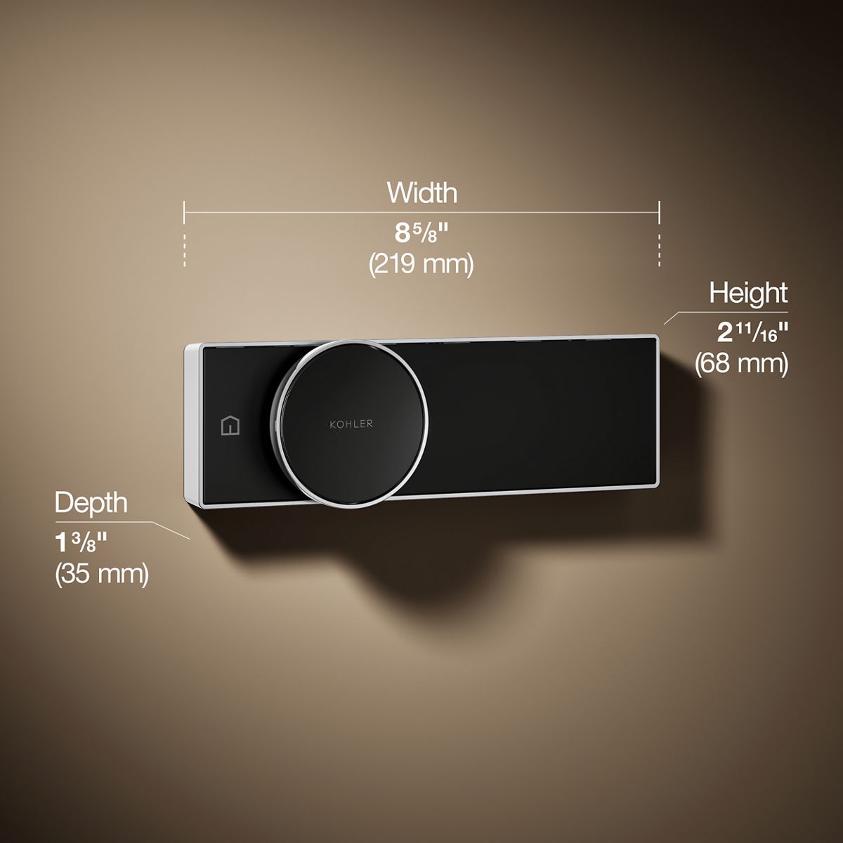 3/4 view of product with dimensions