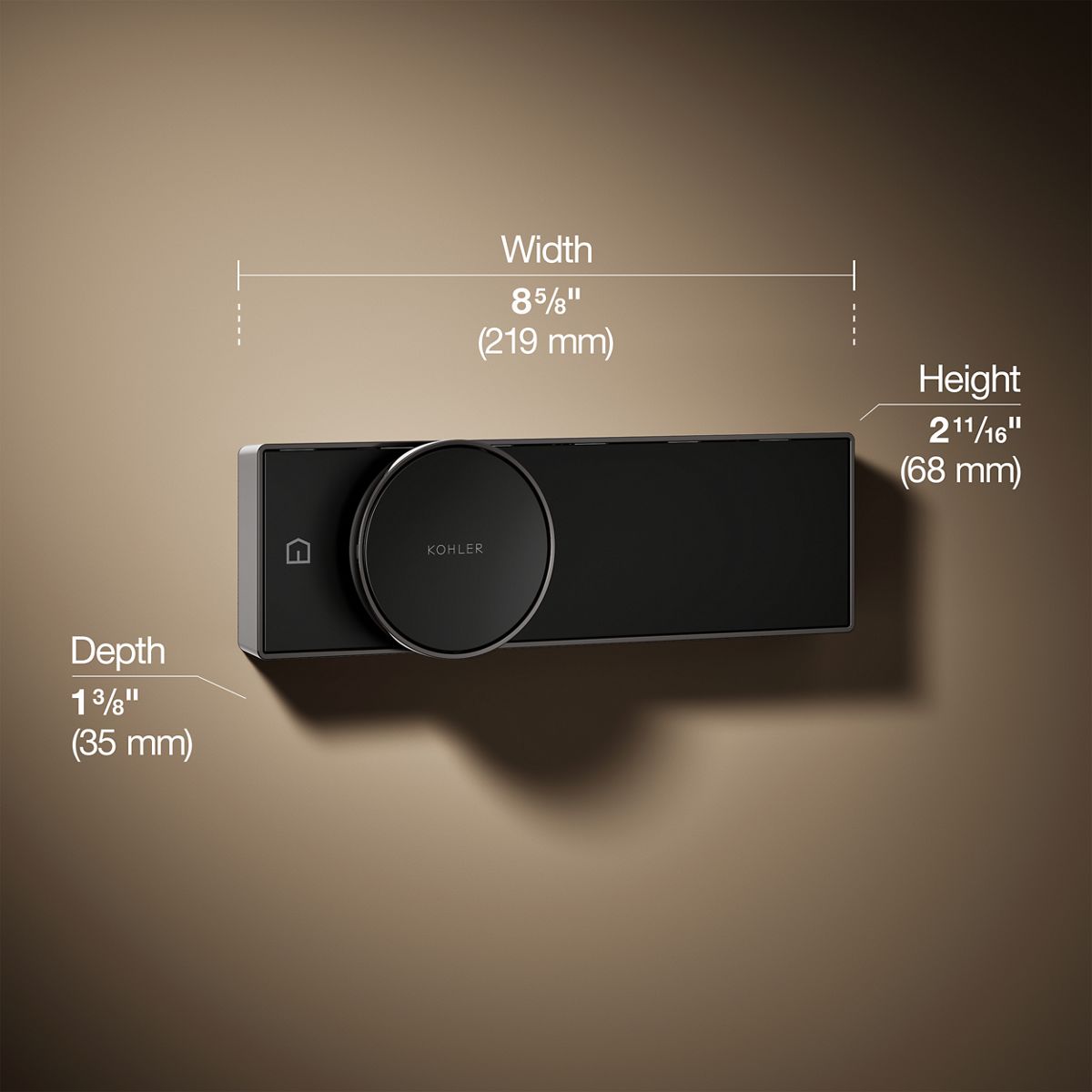 3/4 view of product with dimensions