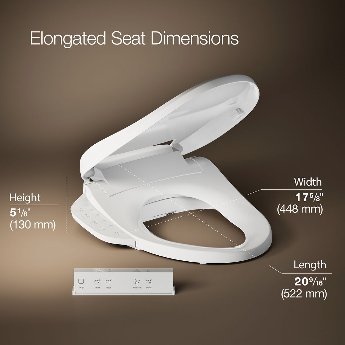 3/4 view of product with dimensions