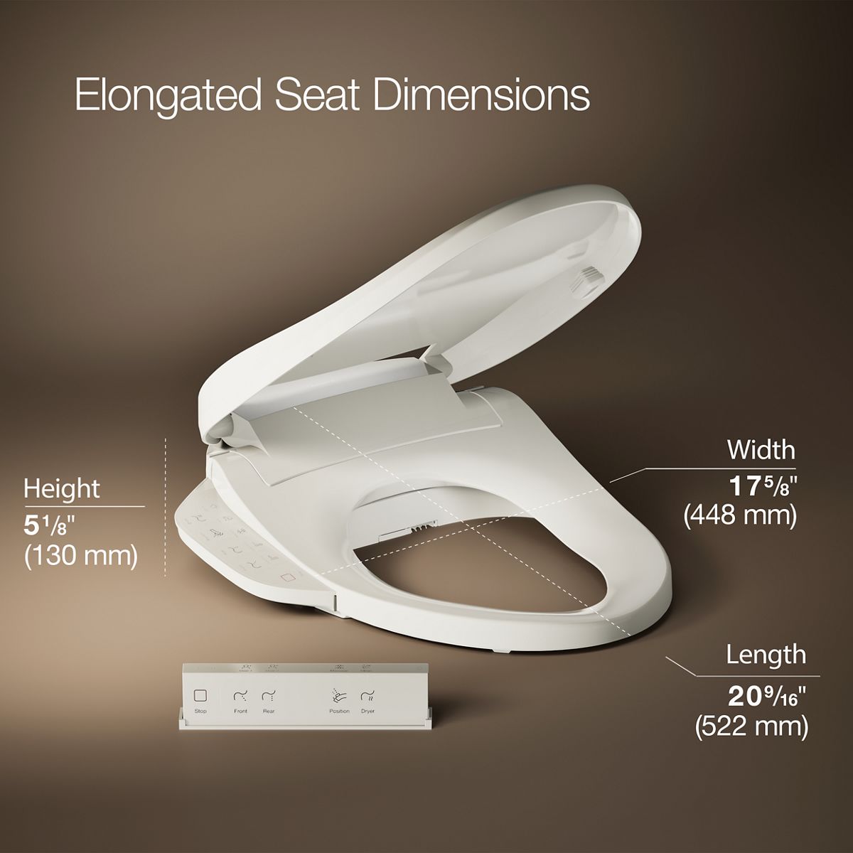 3/4 view of product with dimensions