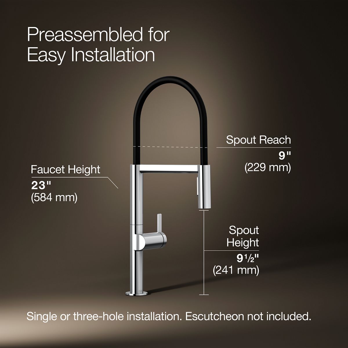 3/4 view of product with dimensions