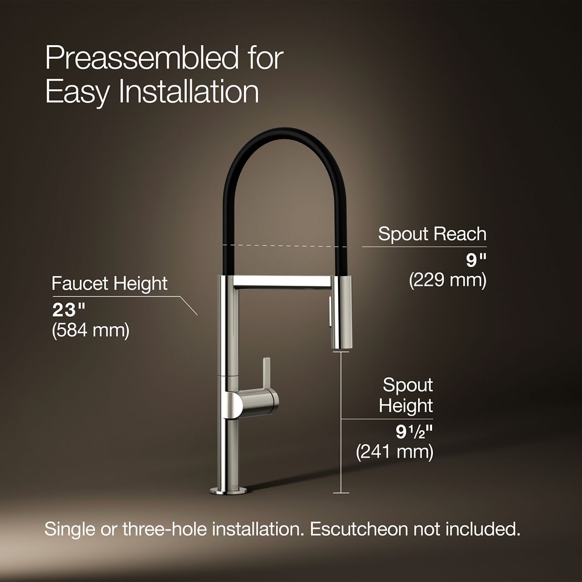 3/4 view of product with dimensions