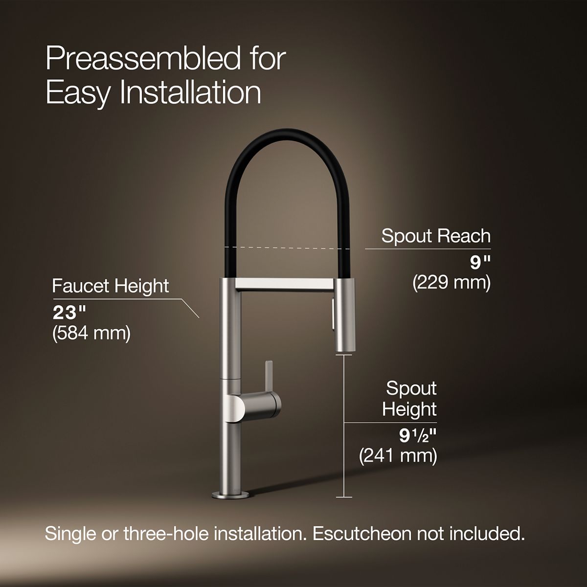 3/4 view of product with dimensions