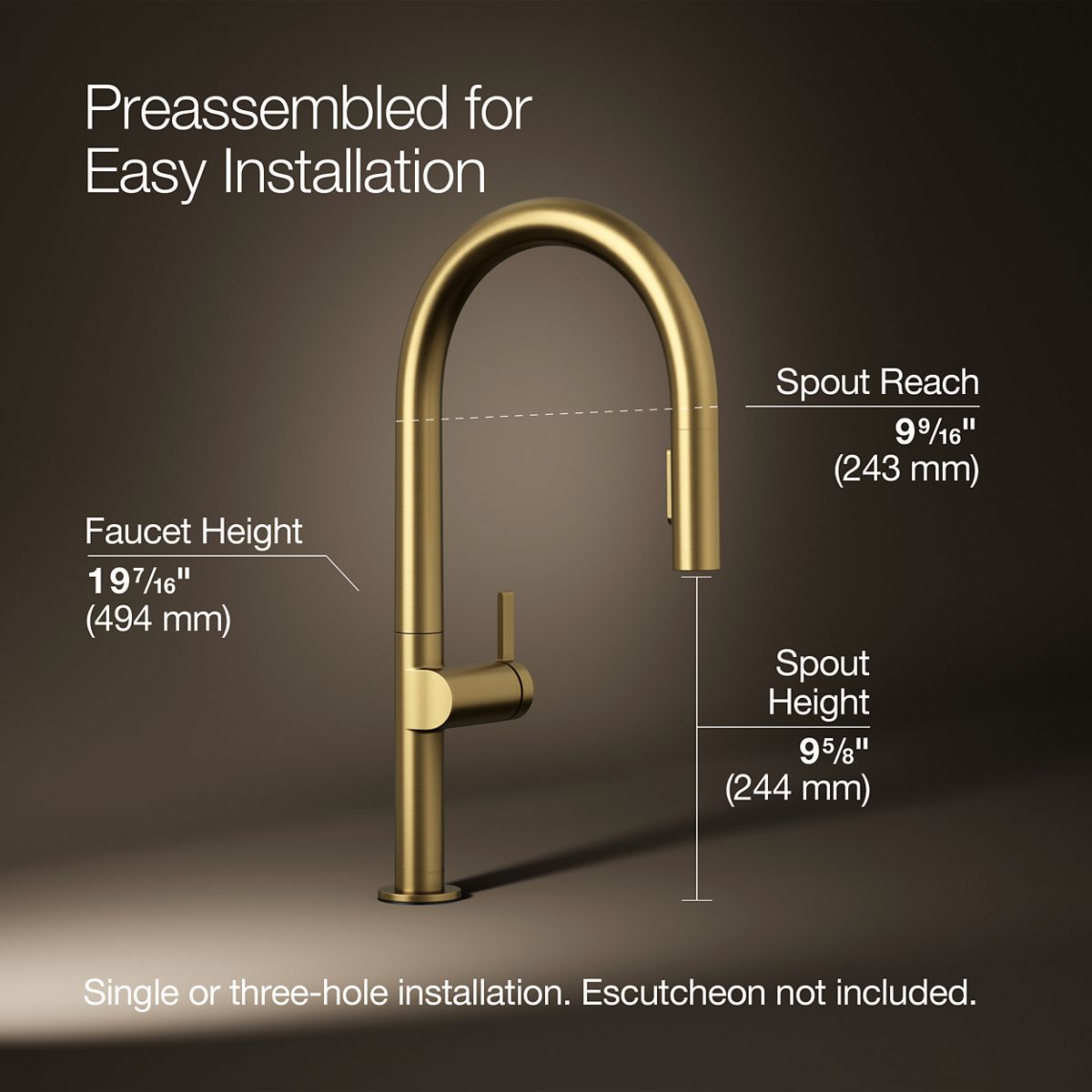 3/4 view of product with dimensions