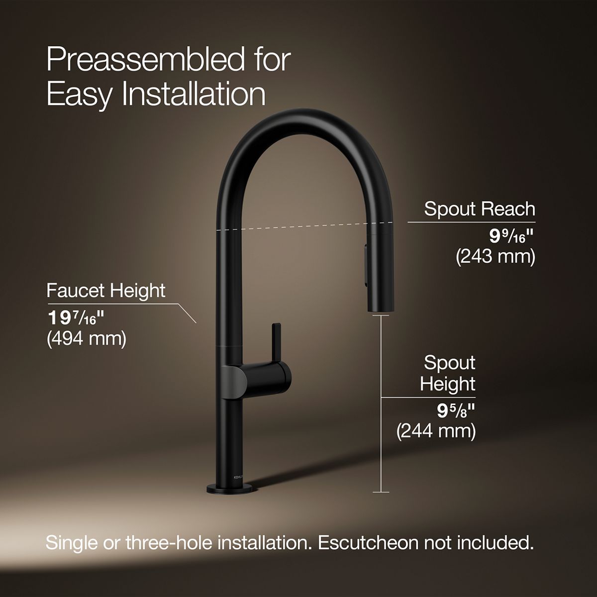 3/4 view of product with dimensions