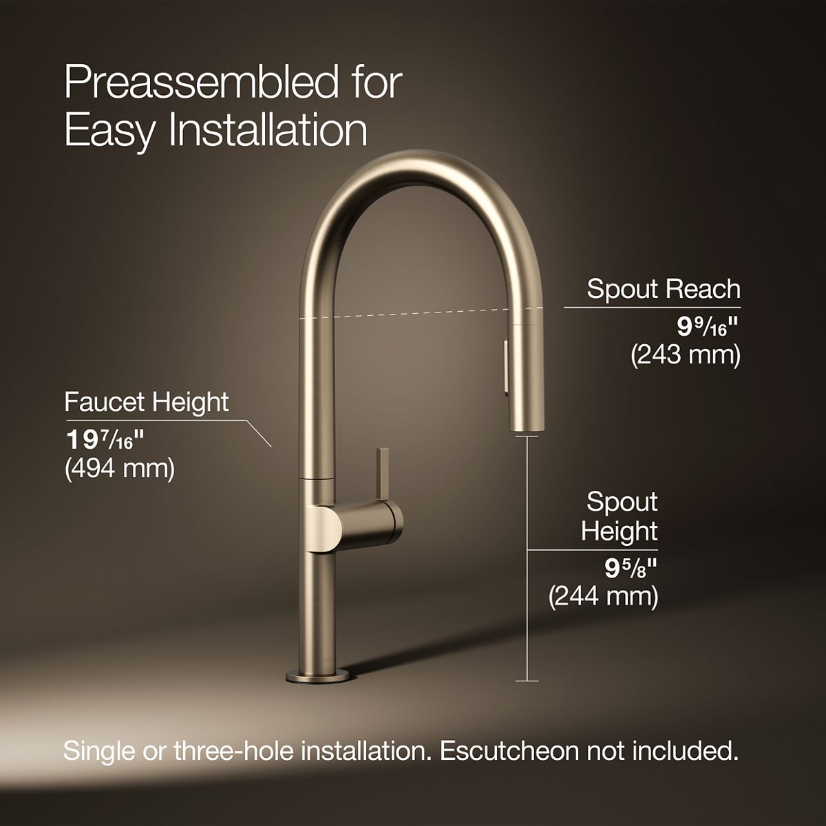 3/4 view of product with dimensions