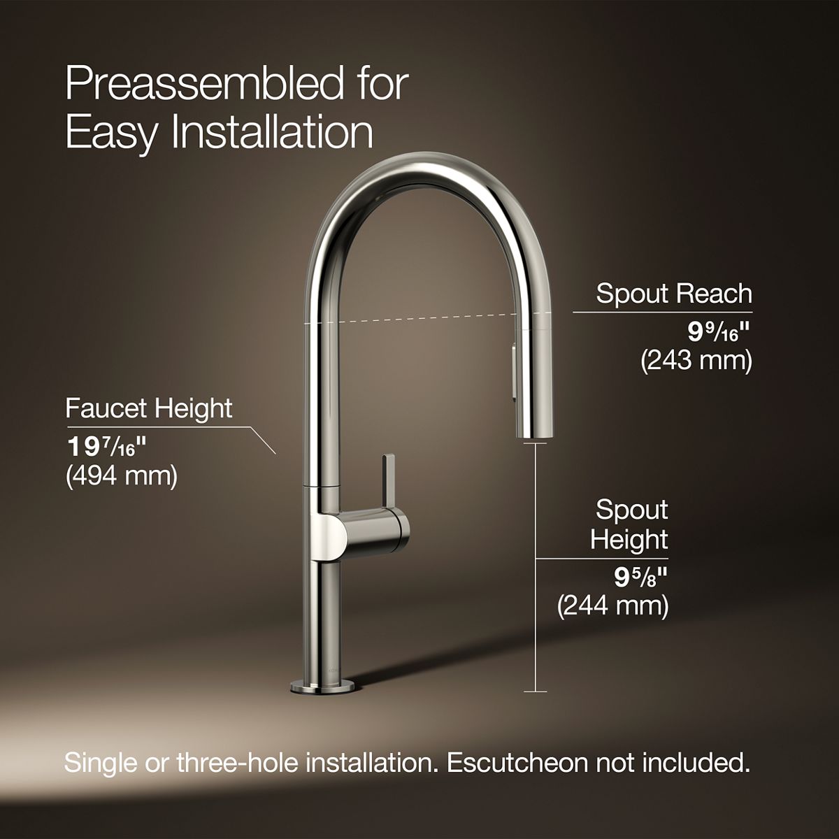 3/4 view of product with dimensions