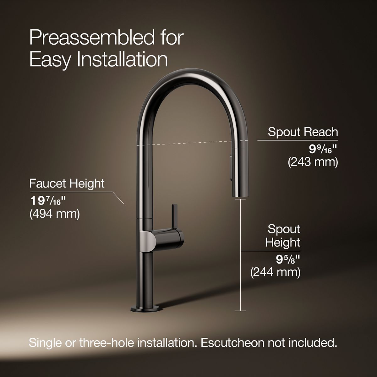 3/4 view of product with dimensions