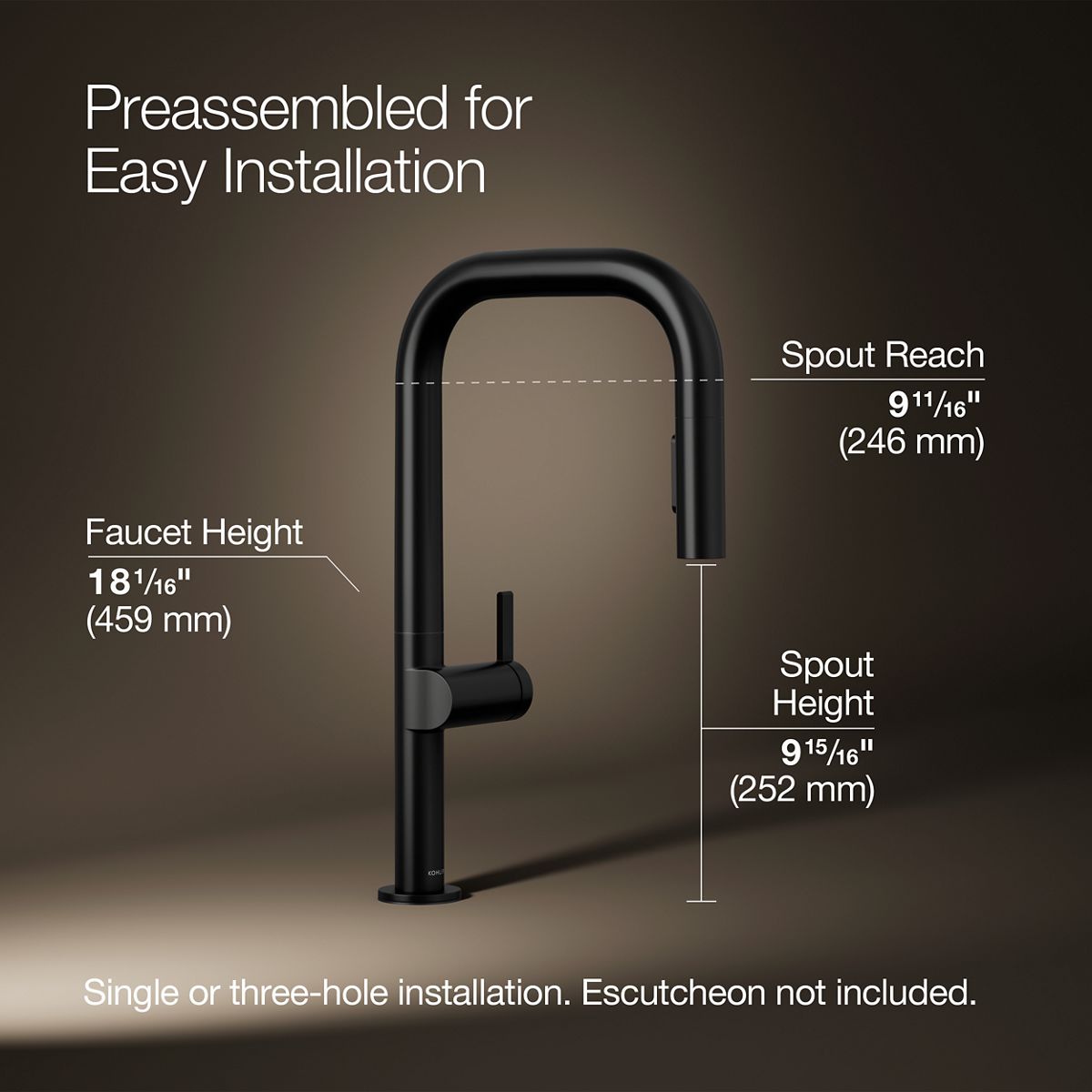 3/4 view of product with dimensions