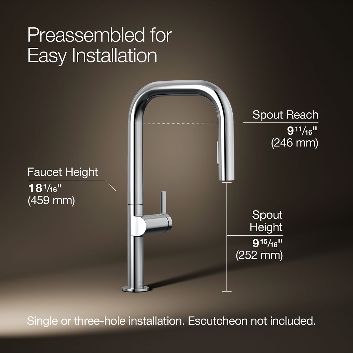 3/4 view of product with dimensions