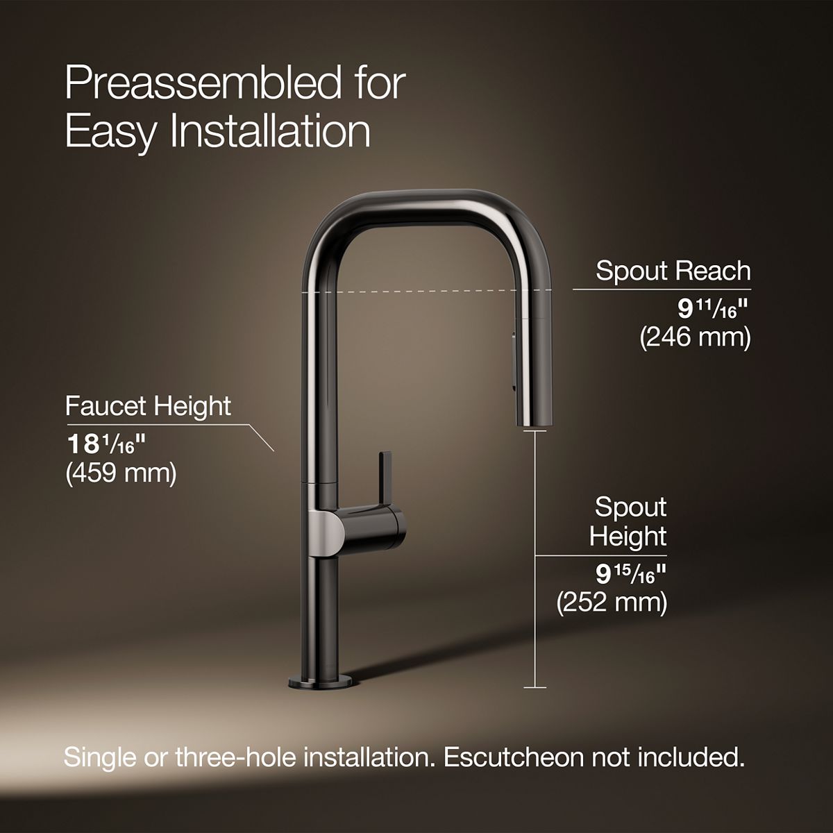 3/4 view of product with dimensions