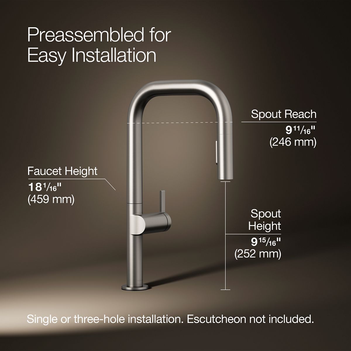 3/4 view of product with dimensions