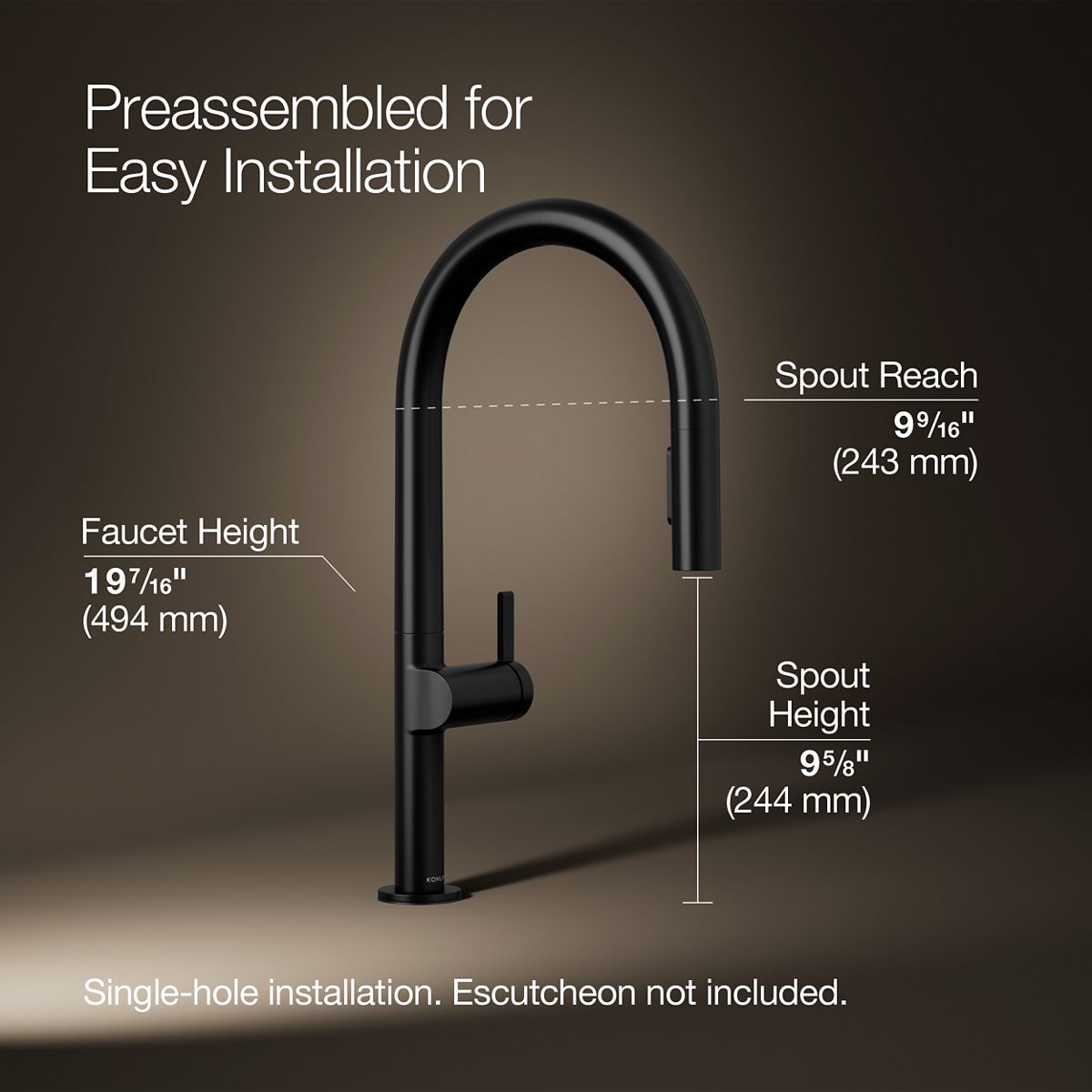 3/4 view of product with dimensions