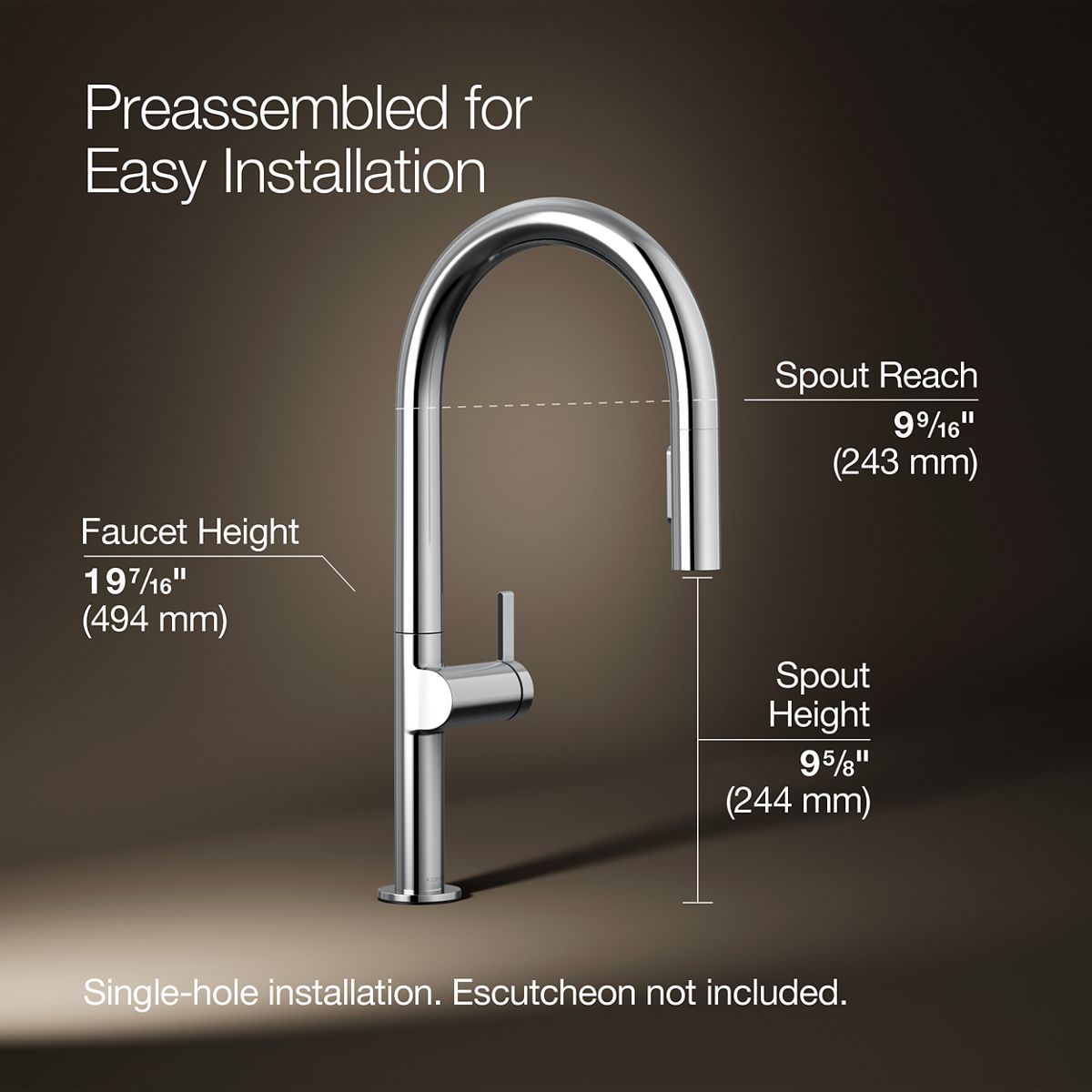3/4 view of product with dimensions