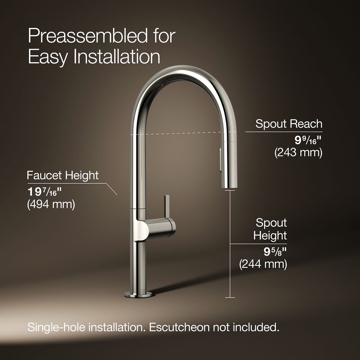 3/4 view of product with dimensions