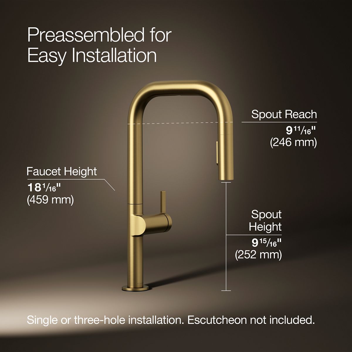 3/4 view of product with dimensions