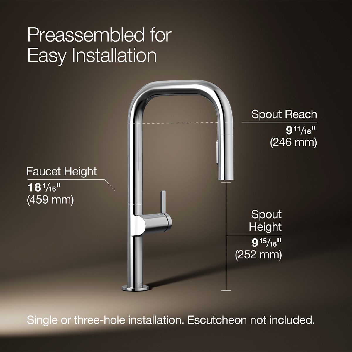 3/4 view of product with dimensions