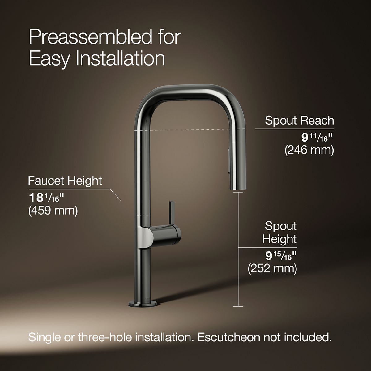 3/4 view of product with dimensions