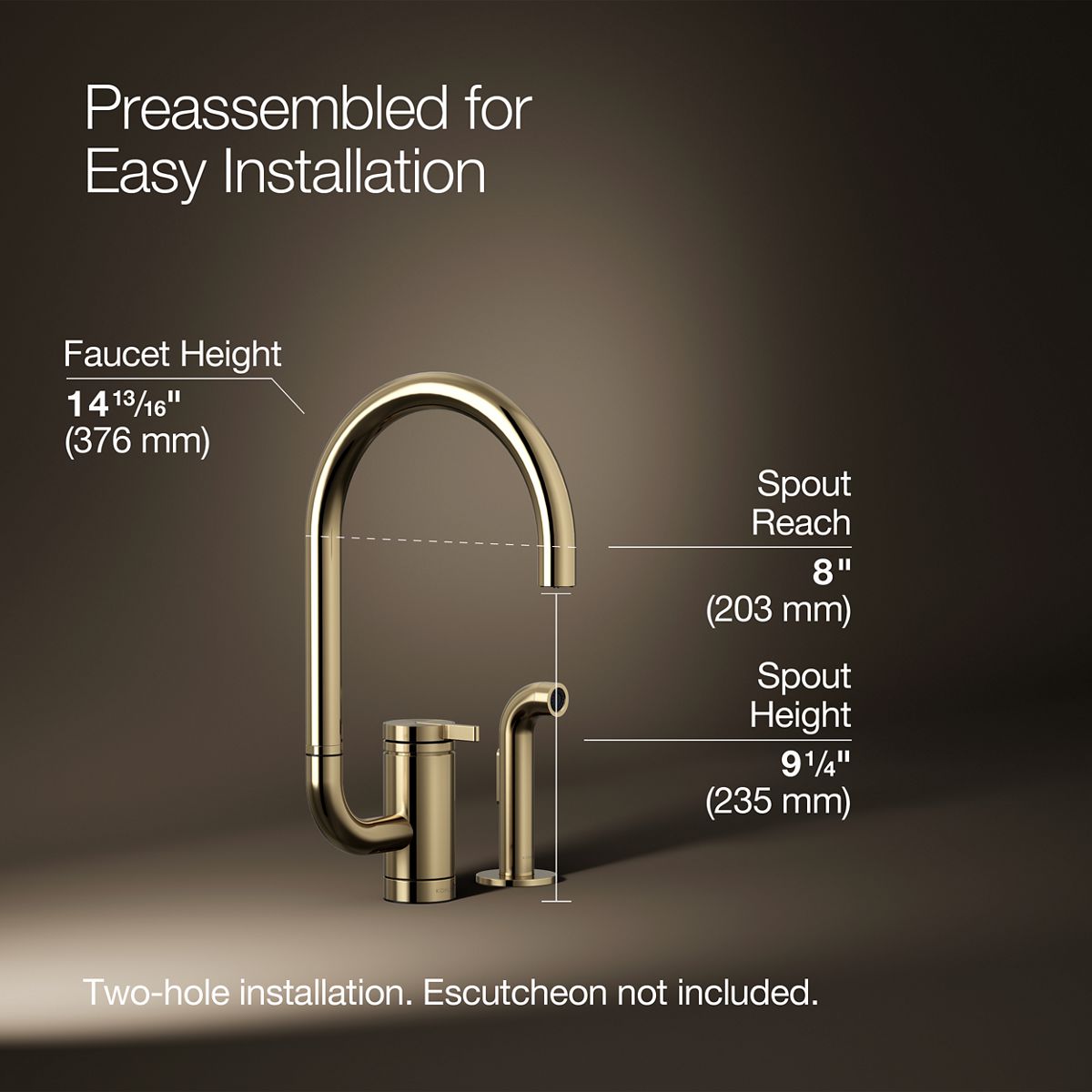 3/4 view of product with dimensions