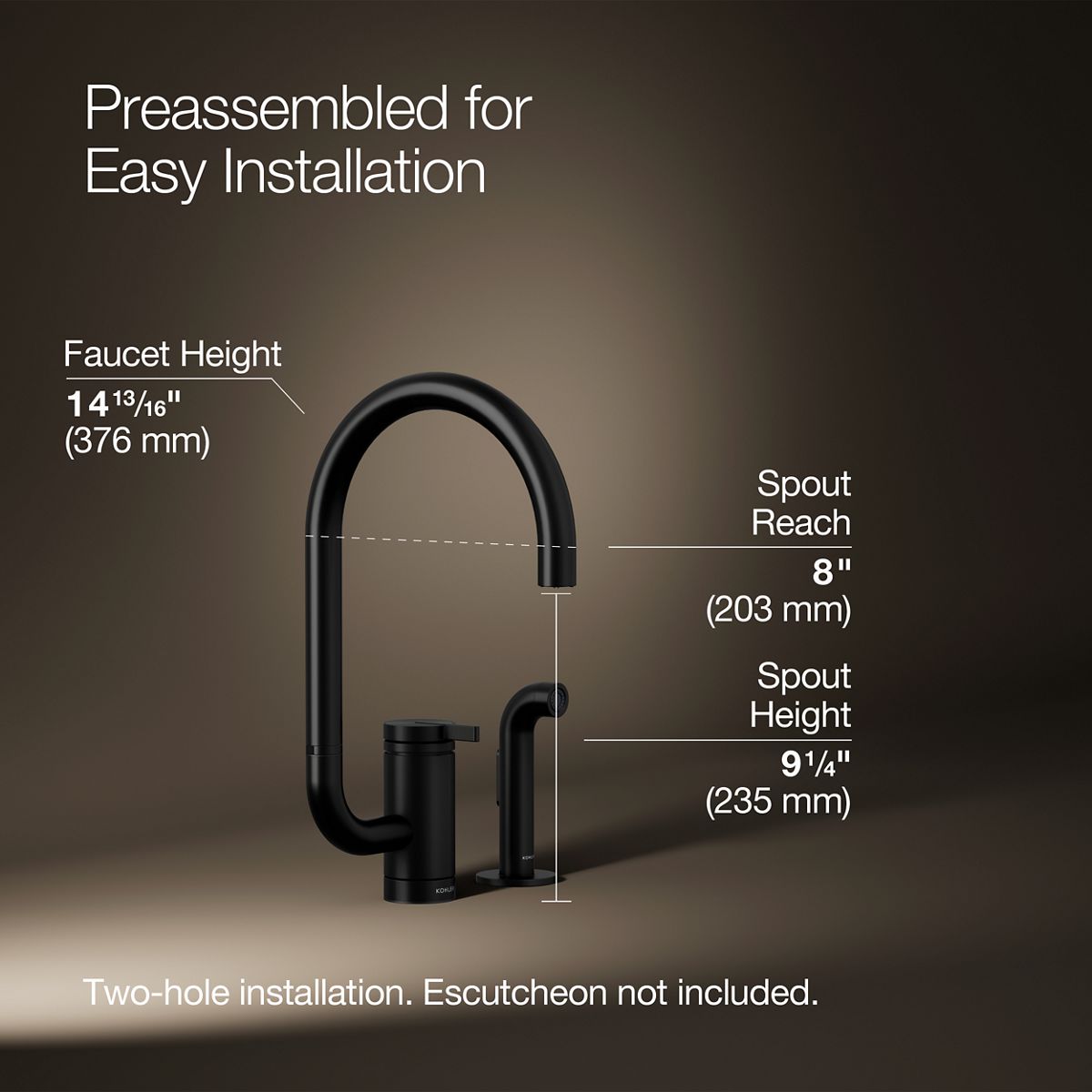 3/4 view of product with dimensions