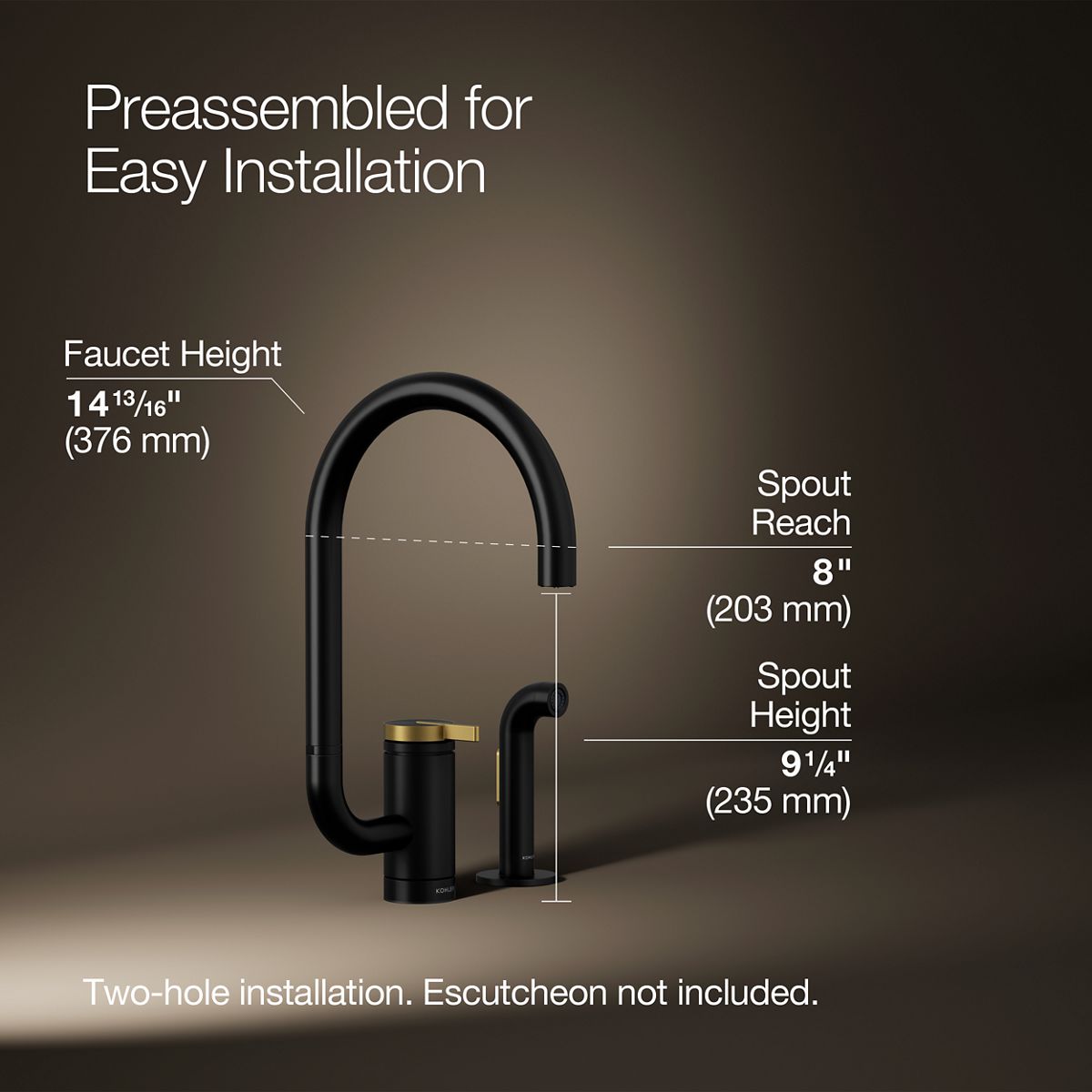 3/4 view of product with dimensions