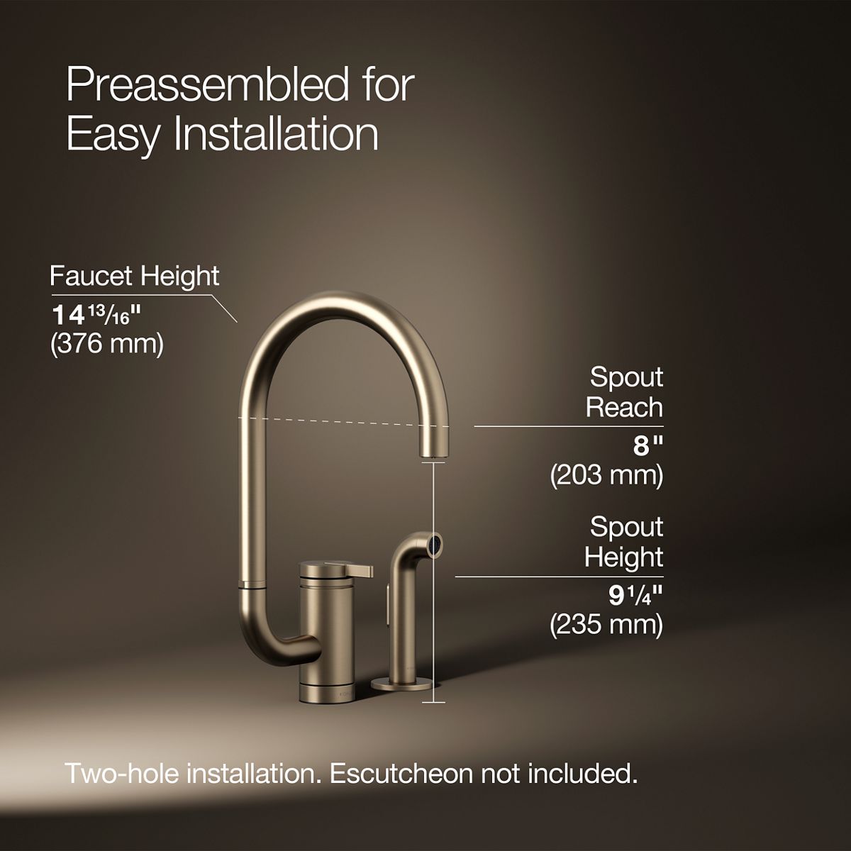 3/4 view of product with dimensions