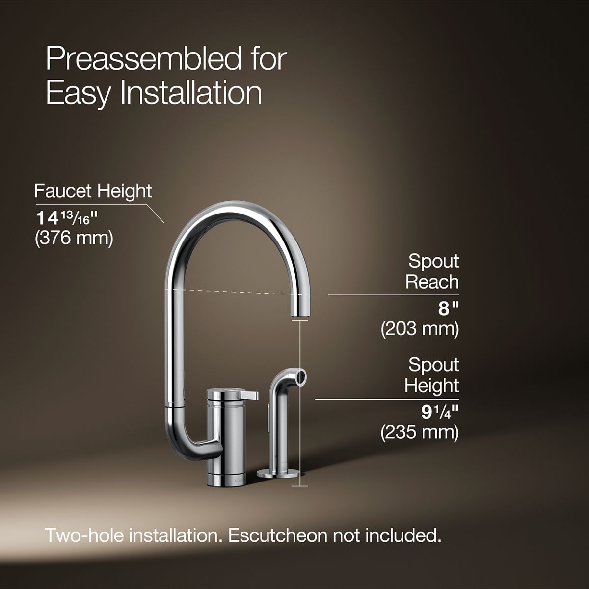 3/4 view of product with dimensions