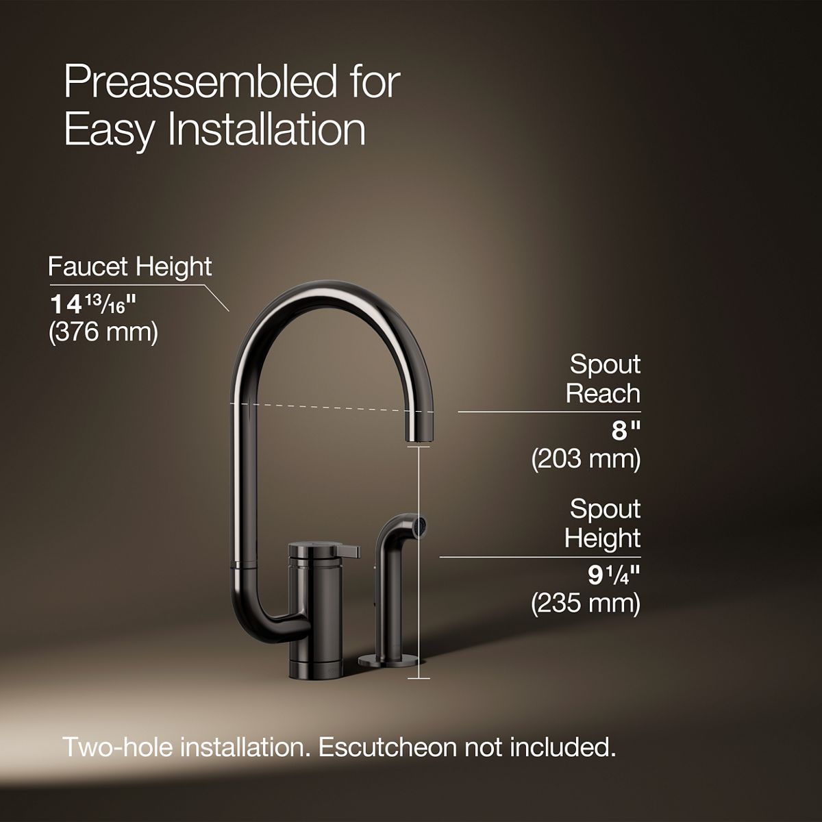 3/4 view of product with dimensions