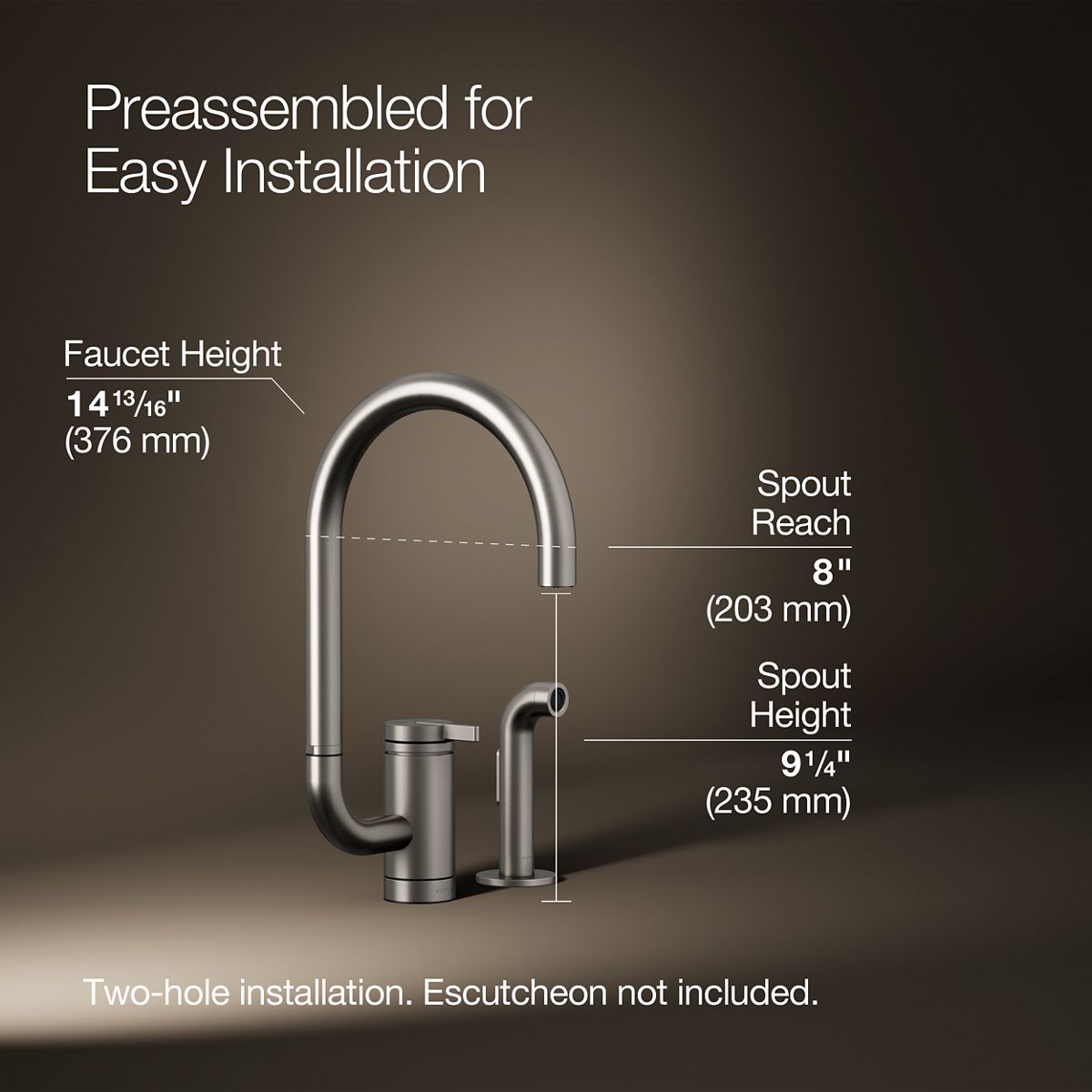 3/4 view of product with dimensions