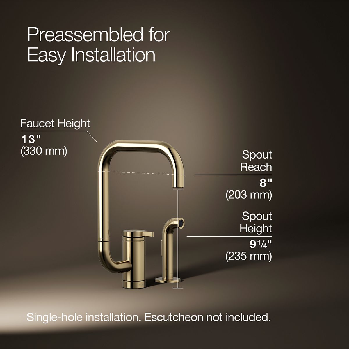 3/4 view of product with dimensions